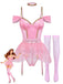 Ensemble 4 Pièces Lingerie Body Tutu Ballet Pailleté Rose Années 60