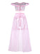 Ensemble Pyjama Florale Dentelle Épaules Dénudées Rose Années 1960 3