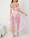 Ensemble de pyjama rose dentelle transparente épaules dénudées et fleurs relief années 60