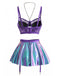 Nuisette Halter Dentelle Holographique Chaîne Lingerie Violet Années 1980 3