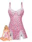 Lingerie Imprimé Léopard Dentelle Rose Pêche Années 1950
