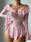 2PCS Nuisette Épaules Dénudées Tulle Transparent Années 50