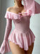 Ensemble 2 Pièces Nuisette Épaules Dénudées Tulle Transparent Années 50