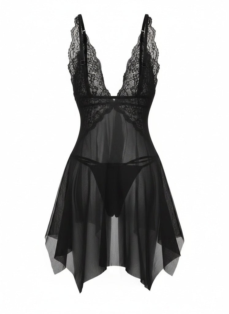 1980s Lace Mesh Sleepwear Classic Nightgown 2