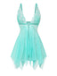 Nuisette babydoll dentelle col V et fines bretelles années 80