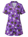 Ensemble pyjama violet d’Halloween à fantômes et citrouilles avec short années 1950