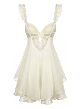 Sleepwear Volant Ourlet Nœud Babydoll Slip Nightgown Années 1950