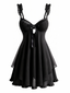 Robe De Nuit Noire Breteilles À Volants Années 1950