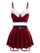 Ensemble pyjama rouge de Noël en velours et fourrure à fines bretelles Années 1950 - 1