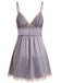 Nuisette Babydoll en satin à col V et bordure dentelle années 1950