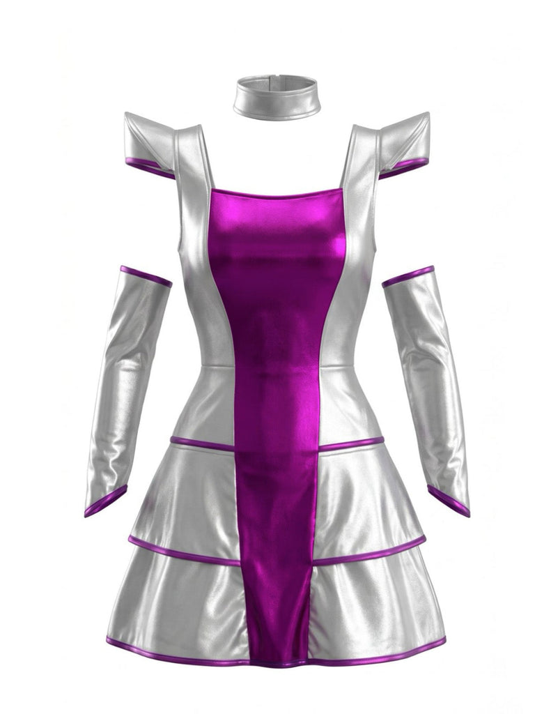 Robe Trapèze Dos Nu à Rayures Color Block avec Ceinture années '60 2