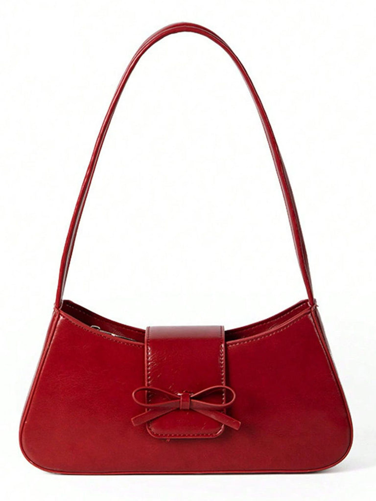 Sac baguette en cuir vintage avec nœud