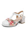 Vintage Floral Bow Round Toe T-Strap Mary Jane Sandals - vintage fashion, retro style