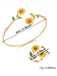 Ensemble Bracelet Manchette et Bague Floral Vintage
