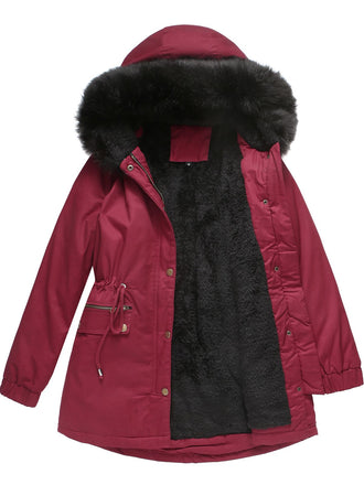 Manteau Années 50 Garnie de Fourrure Synthétique à Boucle