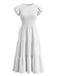Robe Smockée à Volants Étagés et Manches Flottantes Blanche Années 1940 2