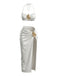 Dos-Nu Satin Matériel Froncé Ensemble Bikini & Cache Maillot Blanche Années 1950 2