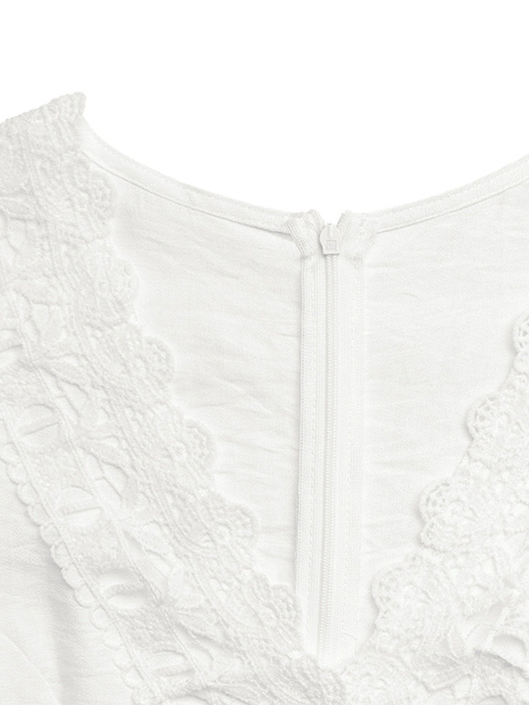 Robe Évasée Rayée Imprimée Florale Col Claudine avec Ceinture années '50 6