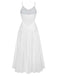 Chemise de Nuit Maxi en Satin Dentelle Strass Fendue Blanc Années 50
