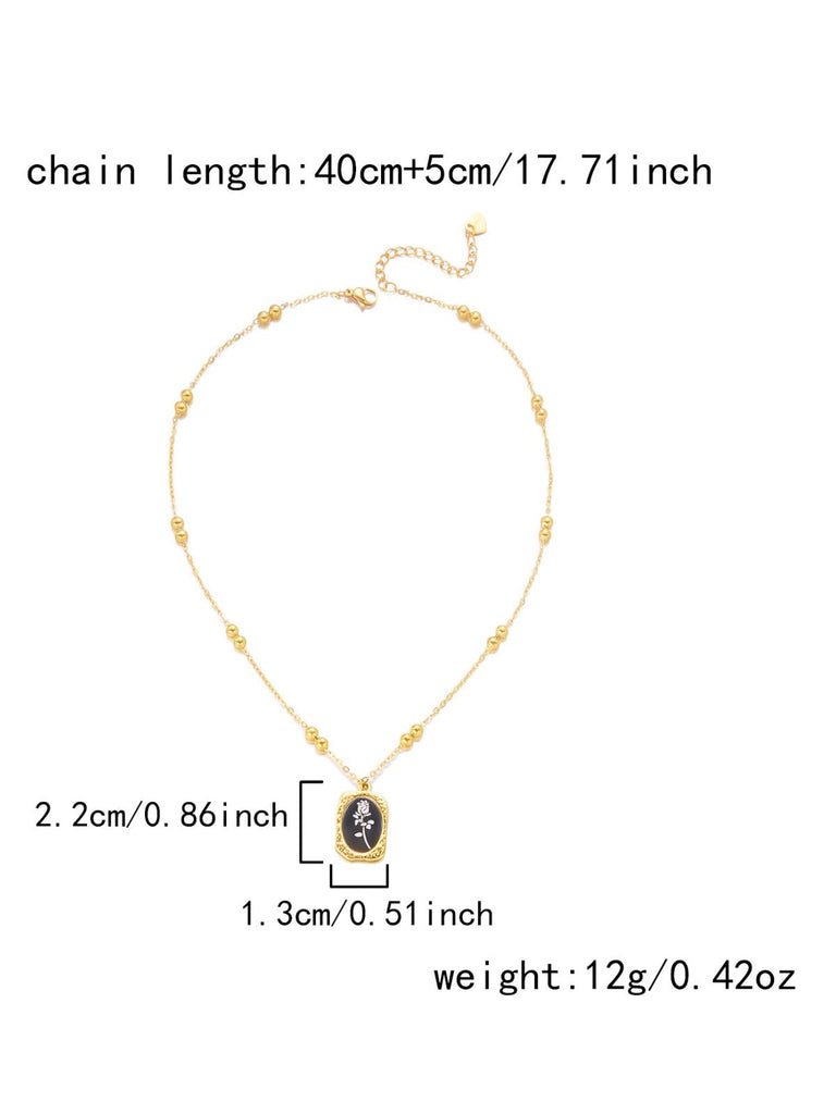 Collier Pendentif Rose en Perles et Chaîne Blanc