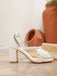 Nœud Perle Bride Bloc Talon Mariage Sandales Blanche 5