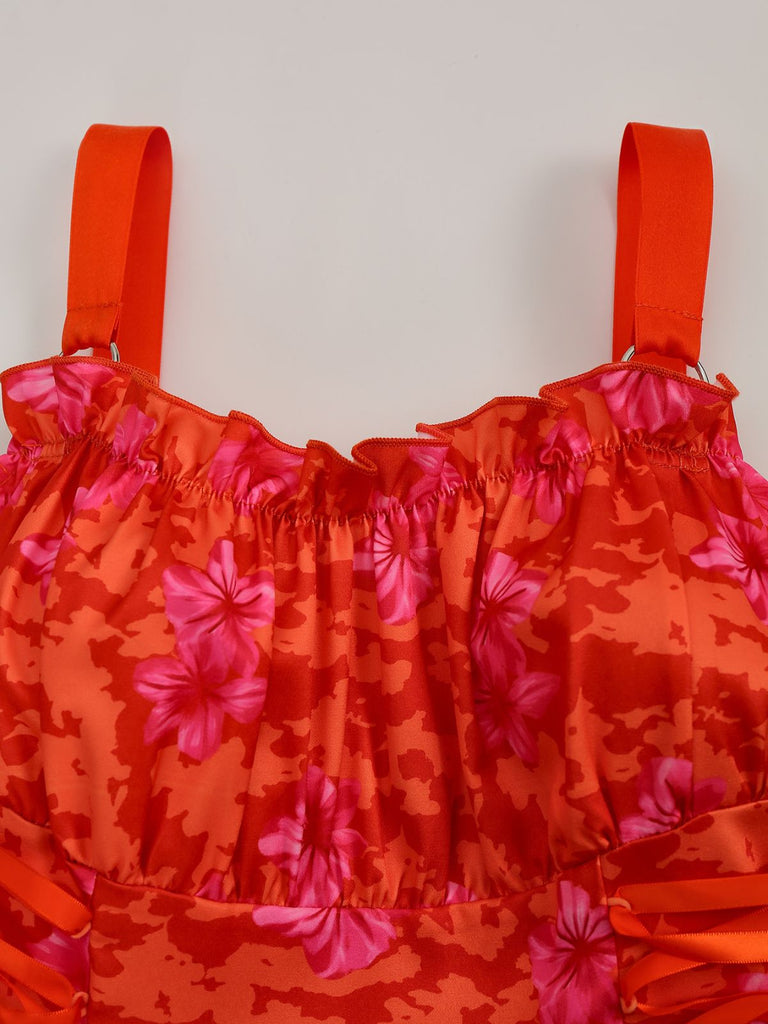 Robe Évasée Imprimée Fraises Col Claudine avec Ceinture années '50 15