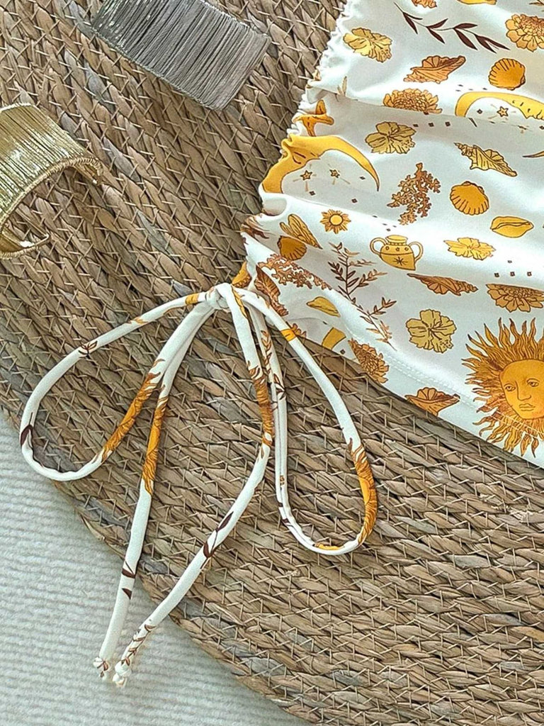 Ensemble Bikini Floral Tropical Dos Nu Croisé années '40 6