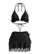 bikini col halter et cache-maillot fleurie