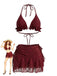 bikini col halter et cache-maillot fleurie