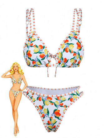 bikini triangle blanc bretelles agrumes