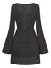 Back view of the black crochet bell-sleeve beach tunic on a white background.