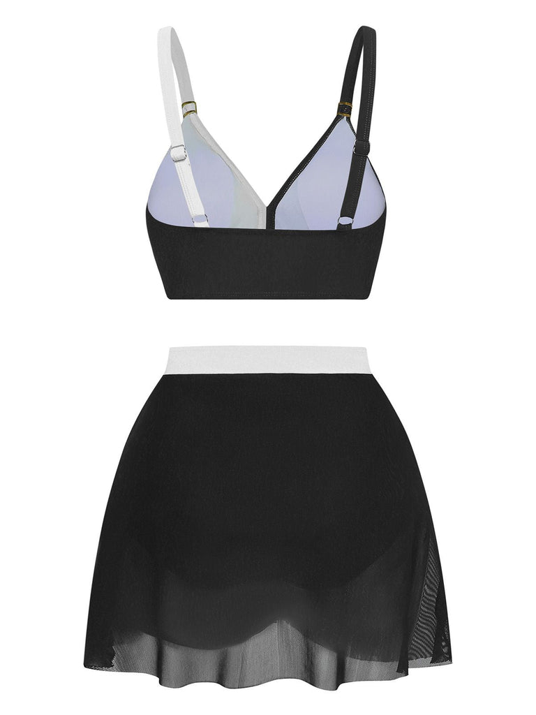 Ensemble bikini maille froncée dos croisé 1950s