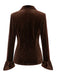 Blazer ajusté marron en velours à fleurs brodées et poignets évasés Années 1950 - 3