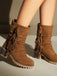 Bottes en suédine à revers modulable, franges et talons épais - 17