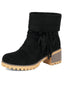 Bottes en suédine à revers modulable franges et talons épais