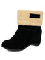 Bottes Courtes Noires Femme À Talon Compensé Daim Synthétique