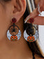 Boucles d'oreilles citrouille d'Halloween orange araignée et lune strass