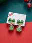 Boucles d'oreilles pendantes verre nœud papillon pailleté vert Noël