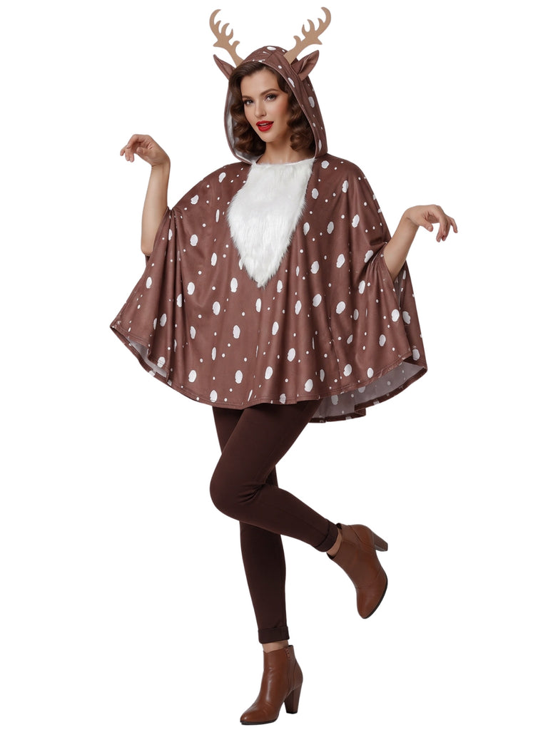 Cape de Noël à capuche à motif renne tacheté Années 1950 - 4