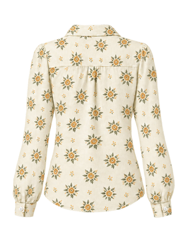 [Prévente] Chemise à imprimé floral, col revers et manches longues Années 1960 - 3