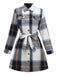 Robe-chemise carreaux multicolores avec ceinture années 1960