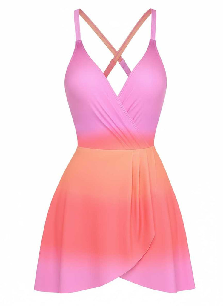 Maillot De Bain Une Pièce Bretelles Épaghetti Dégradé Années 1930