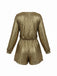 Combishort à manches longues et col en V à sequins années 1970