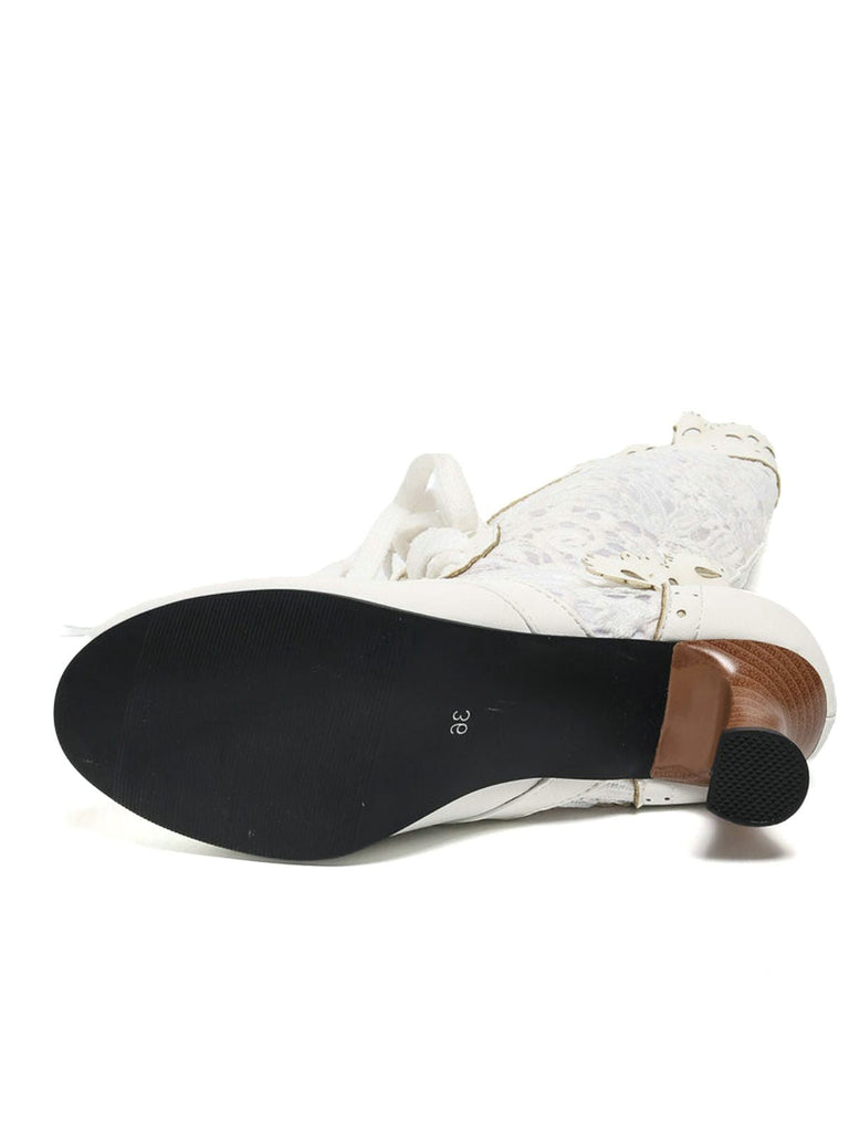 Bottines à lacets style victorien en dentelle à petits talons