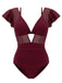 Ensemble bikini et paréo en maille unie années 1960