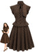 [Prévente] Ensemble haut marron à pois, col à nouer et basque et jupe Années 1950 - 1