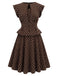 [Prévente] Ensemble haut marron à pois, col à nouer et basque et jupe Années 1950 - 4