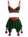 Ensemble Pyjama de Noël Vert à Caraco Style Elfe Années 1960 - 3