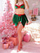 Ensemble Pyjama de Noël Vert à Caraco Style Elfe Années 1960 - 9