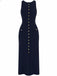 Robe tricotée unie sans manches simple boutonnage années 1960